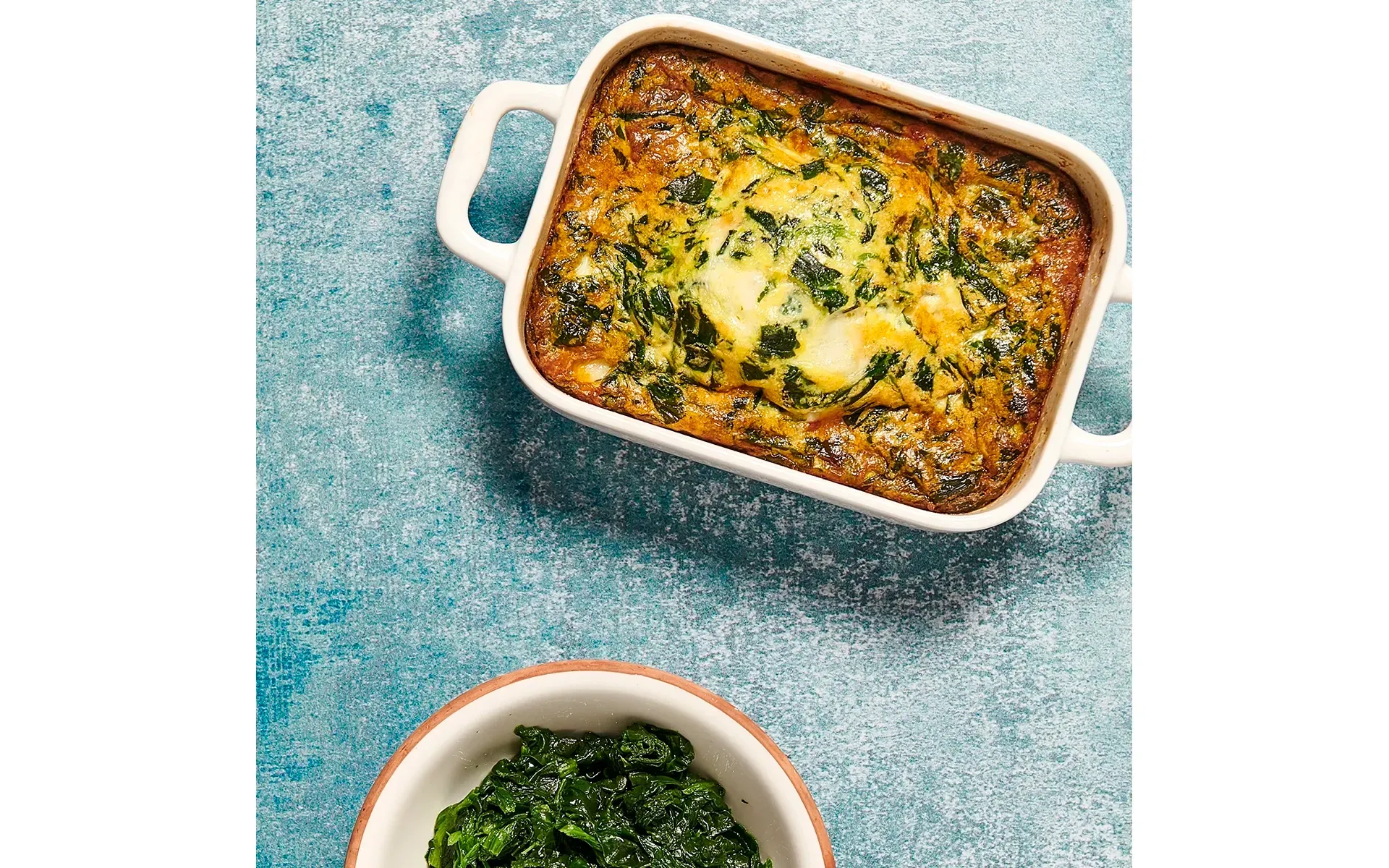 A souffléed frittata with Orogel spinach and Fontaine cheese.