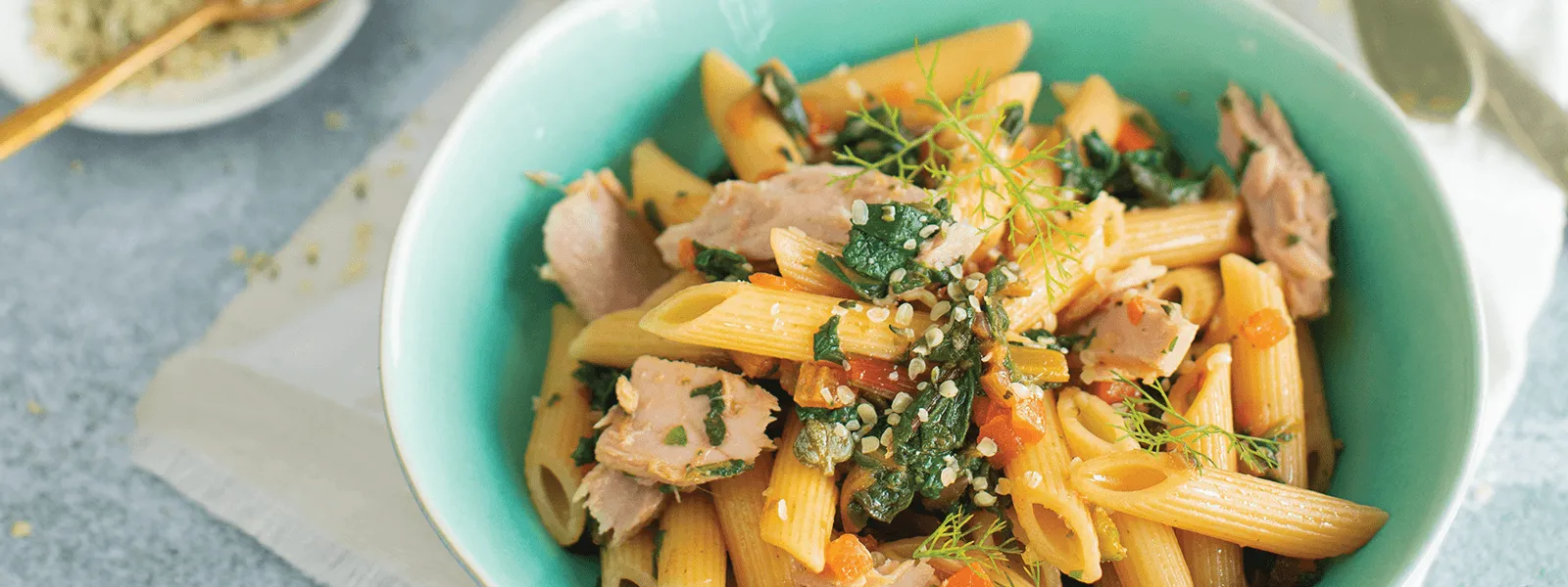 Pennette al ragù di tonno Orogel, porzione grande , un primo piatto di mare gustoso.