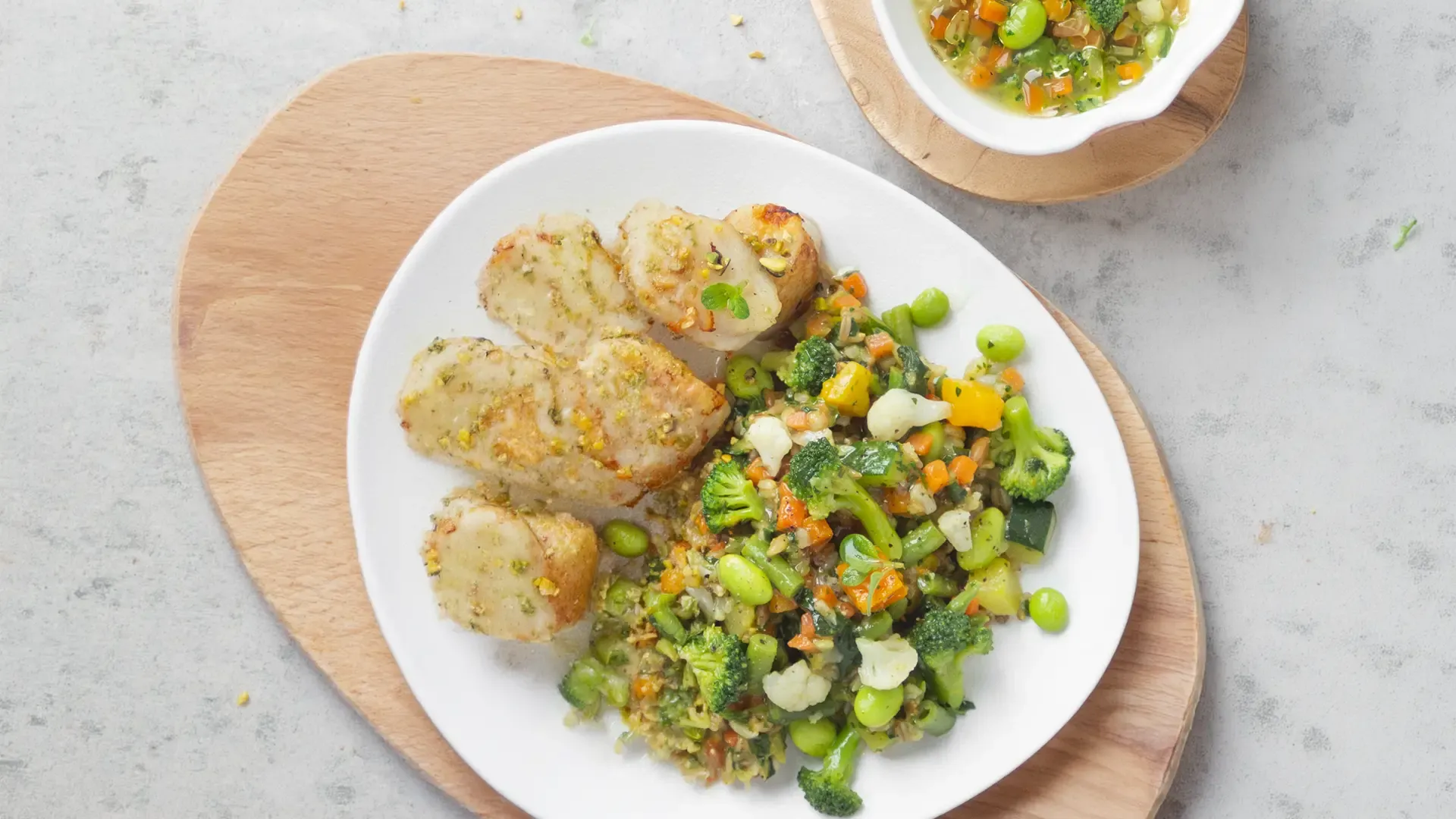 Bocconcini di merluzzo con contorno di verdure