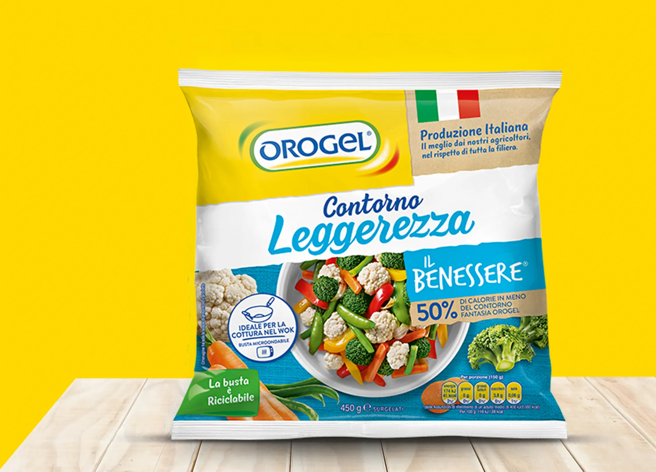 Contorno Leggerezza pack su sfondo giallo