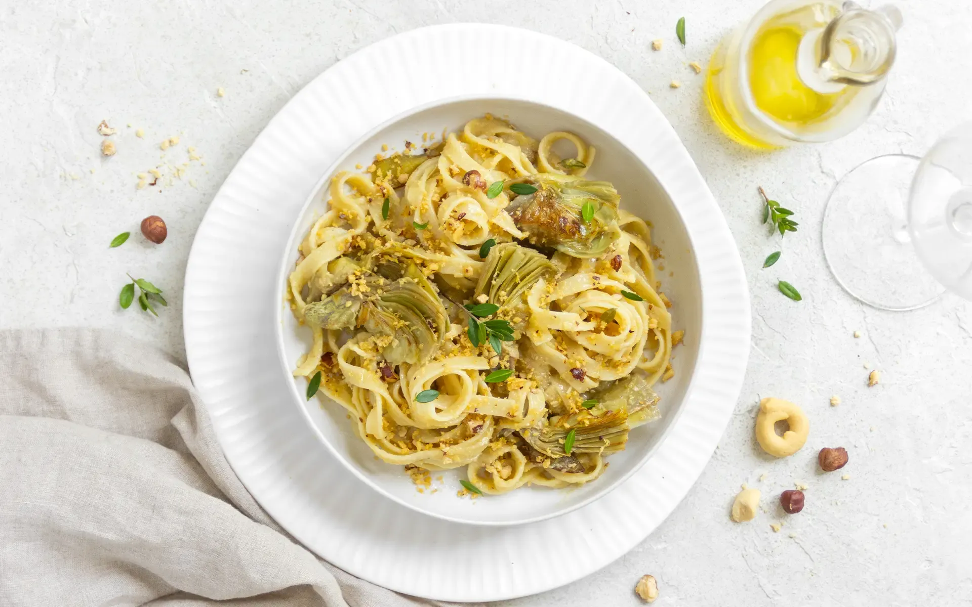 Tagliatelle con carciofi surgelati e crumble croccante – Ricette Orogel